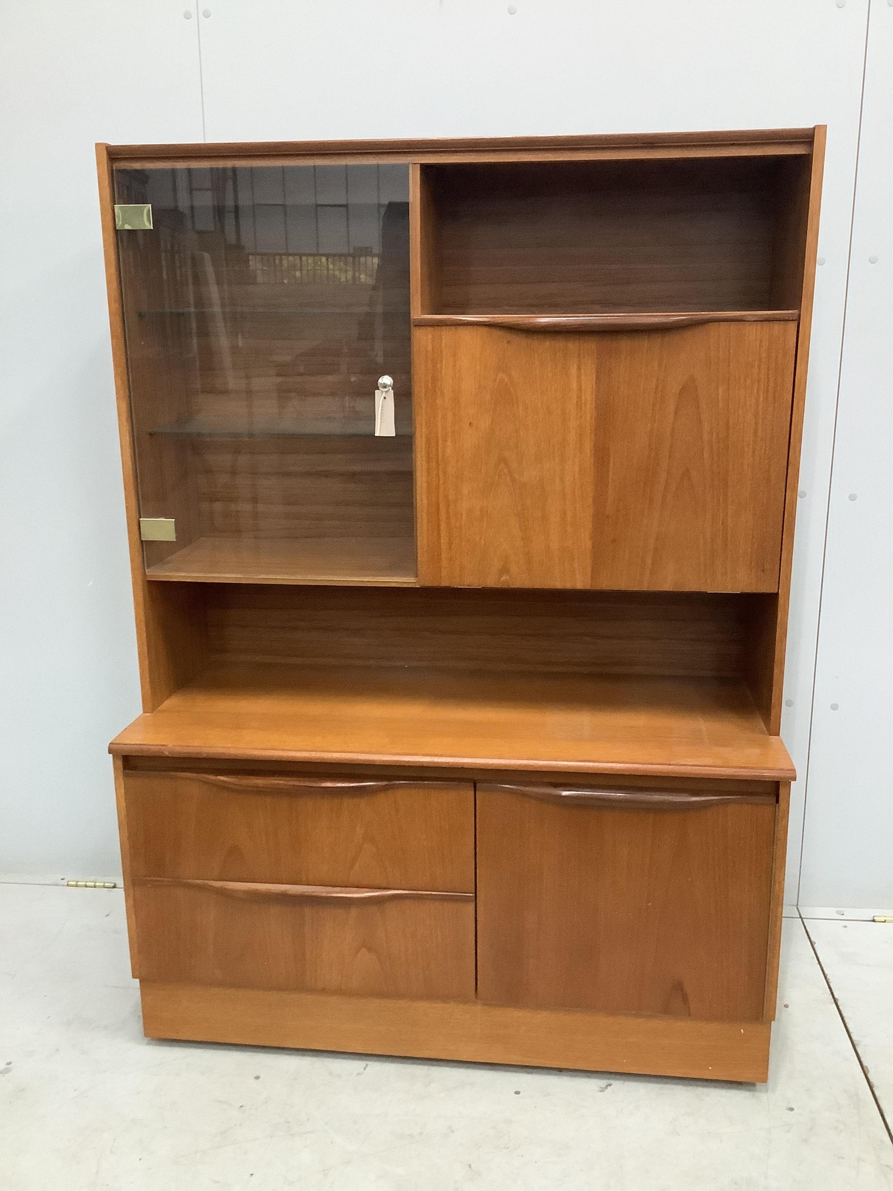 A G plan display unit, width 106cm, depth 43cm, height 149cm. Condition - fair to good